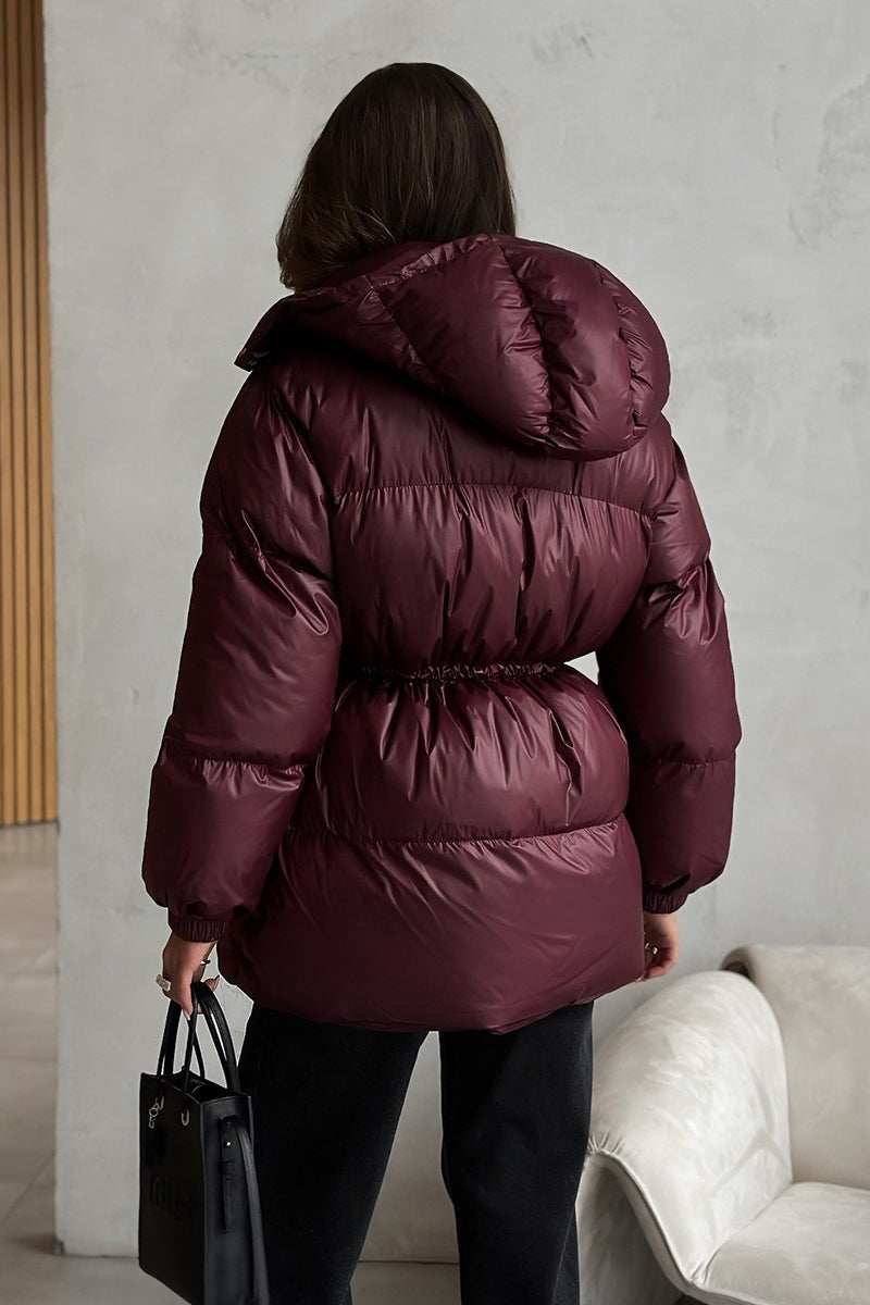 Adjustable Drawstring Hooded Puffer Jacket