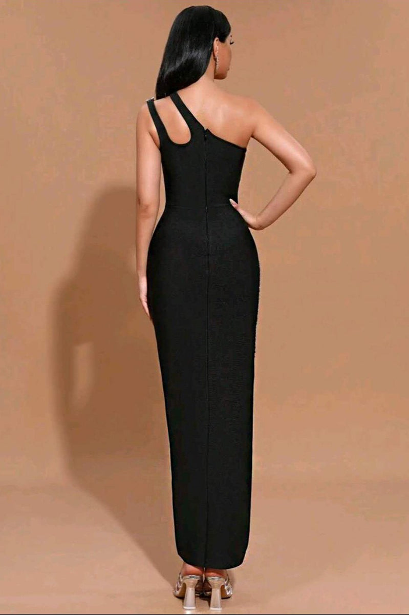 One Shoulder Rhinestone Bandage Party Dress