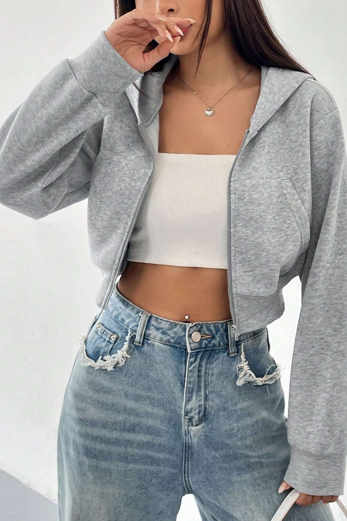 Short Zip Up Hoodie Coat Grey / XS coats