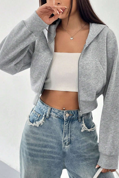 Short Zip Up Hoodie Coat Grey / XS coats