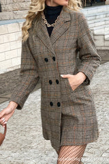 Plaid Double Breasted Blazer Overcoat