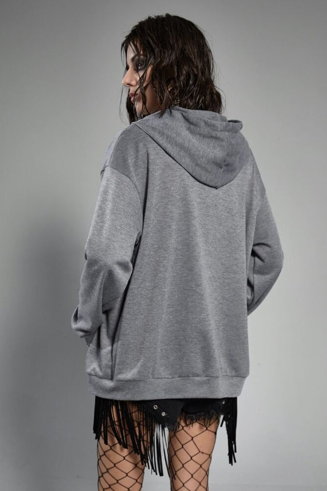 Eagle Print Zip Up Hoodie