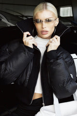 Black Waistband Puffer Jacket