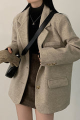 Wool Blend Oversized Longline Blazer