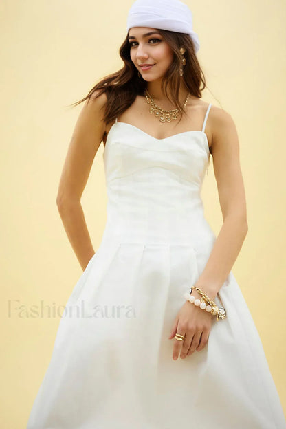 Fishbone Tube Top Sleeveless Waist Flared Maxi Dress