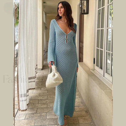 Fishtail Flare V Neck Dress Cover Up