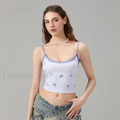 Fitted Lace Trim Crop Top