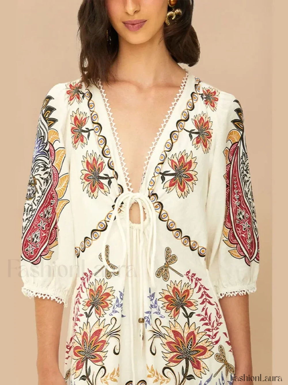 Flax Lantern Sleeve Boho Dress