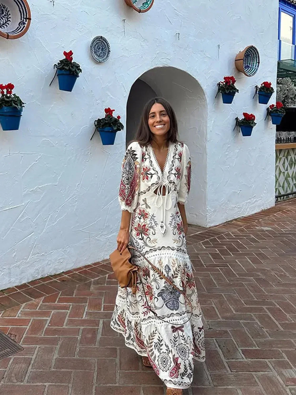 Flax Lantern Sleeve Boho Dress