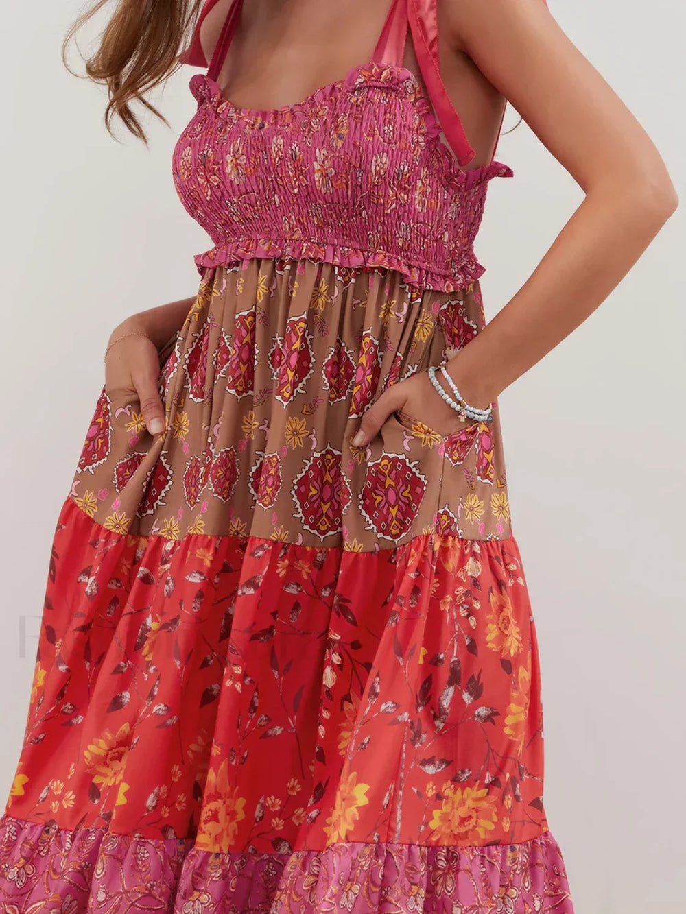 Floral Cami Straps Boho Dress