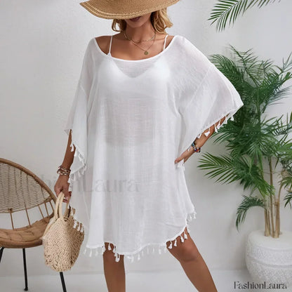 Floral Chiffon Short Sleeve Cover Up WHITE / One Size