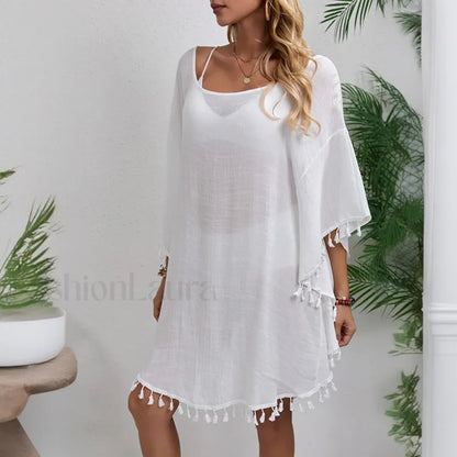 Floral Chiffon Short Sleeve Cover Up WHITE / One Size