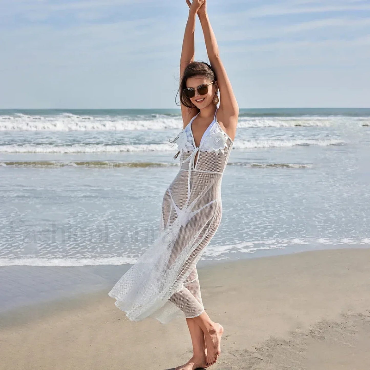 Floral Crochet Maxi Dress Cover Up