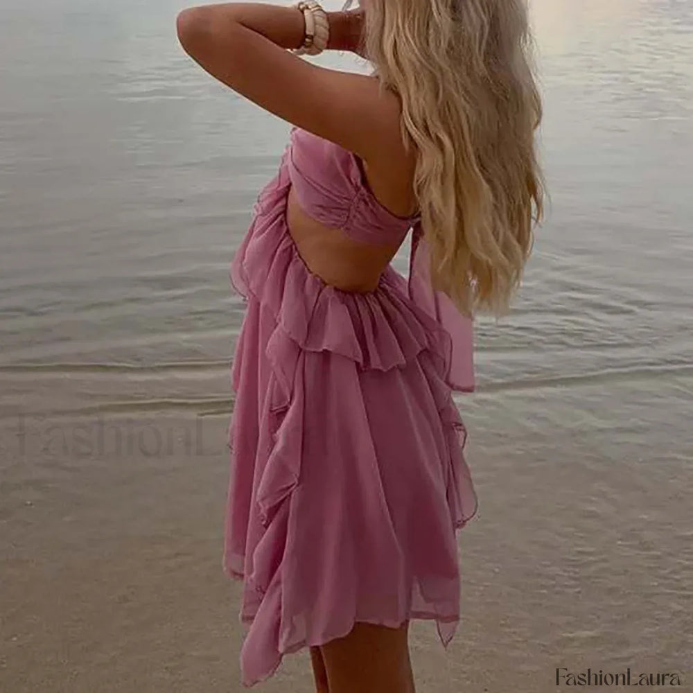 Floral Halter Pleated Mini Dress