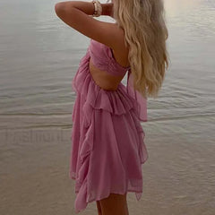 Floral Halter Pleated Mini Dress