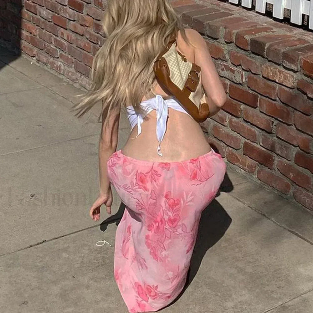 Floral Hip Slim Midi Skirt