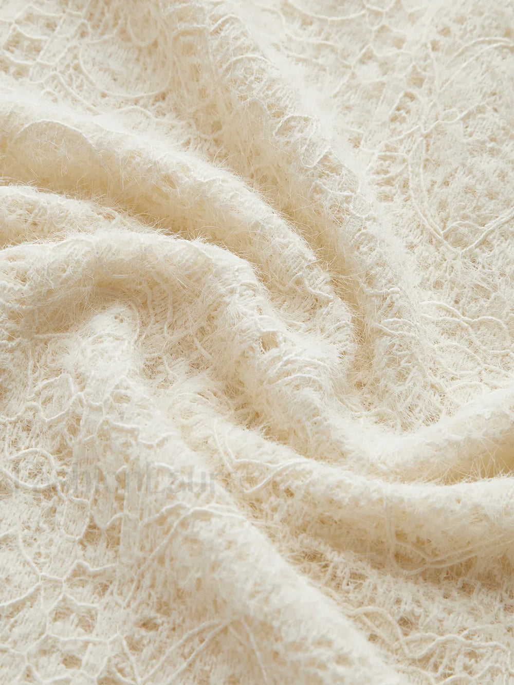 Floral Hollow Knit Crew Neck Long Sleeve Top T Shirts