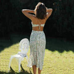 Floral Hollow Out Midi Dress