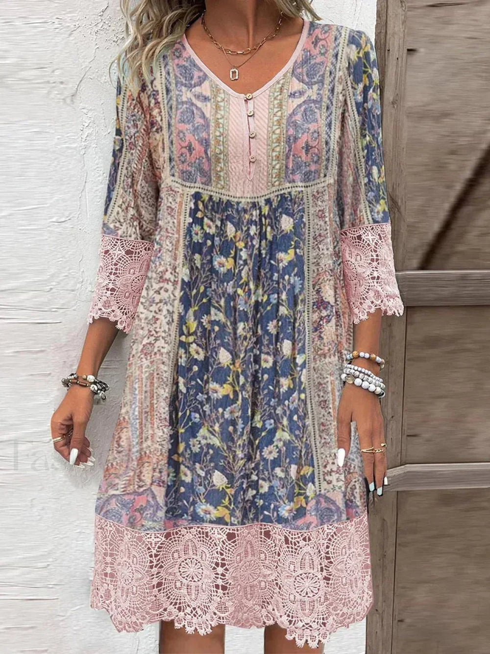 Floral Hooded A Line Boho Dress Pink / S