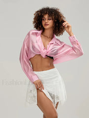 Floral Lace Asymmetric Mini Skirt WHITE / S