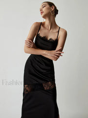 Floral Lace Graceful Satin Long Dress Dresses