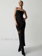Floral Lace Graceful Satin Long Dress Dresses