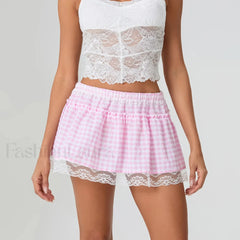 Floral Lace Patchwork Mini Skirt