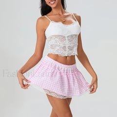 Floral Lace Patchwork Mini Skirt