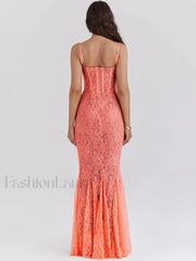 Floral Orange Spaghetti Maxi Dress