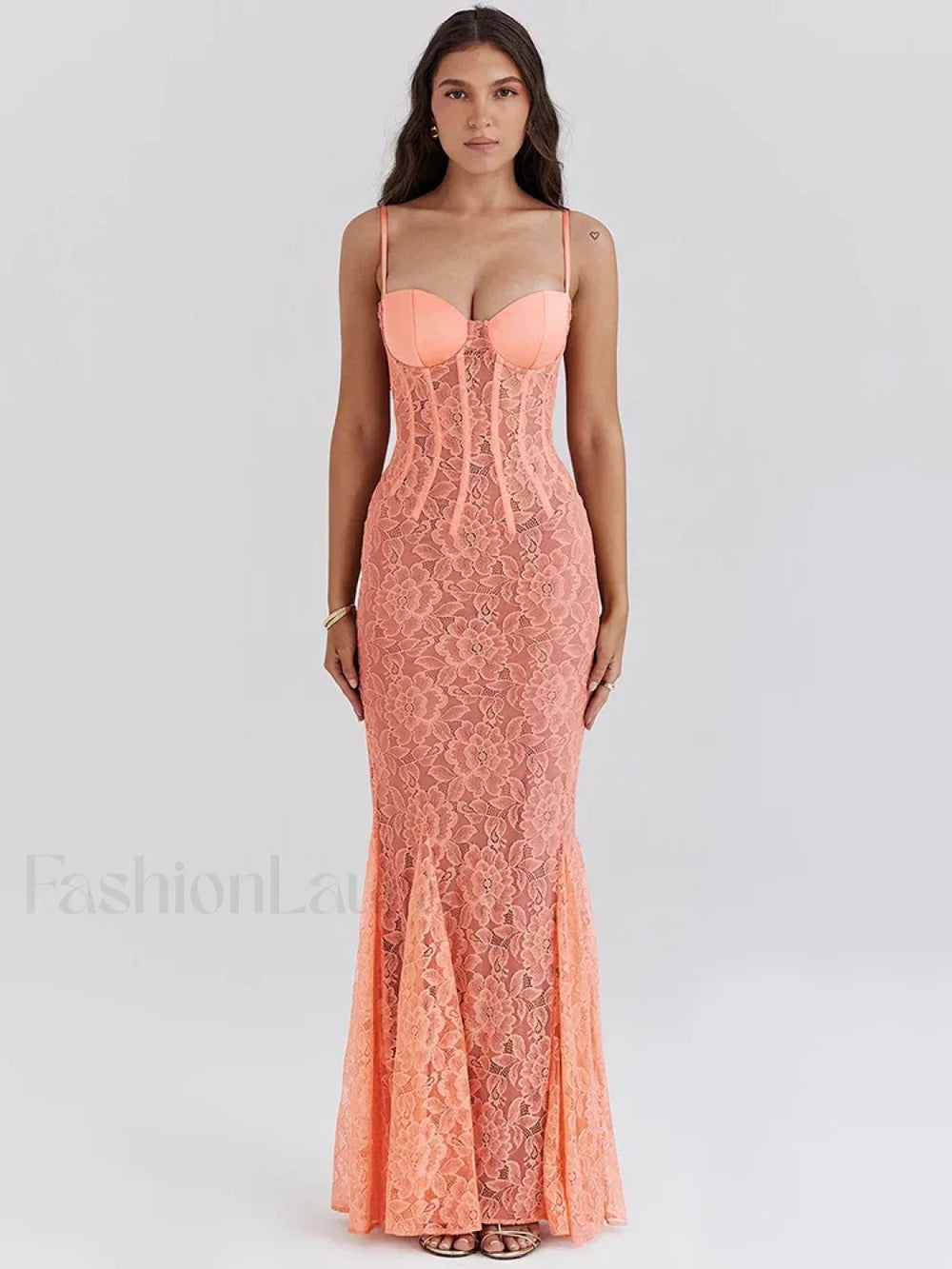 Floral Orange Spaghetti Maxi Dress Orange / S