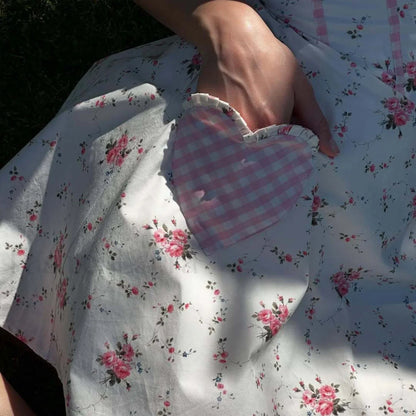 Floral Plaid Spliced Lace Sleeveless Mini Dress