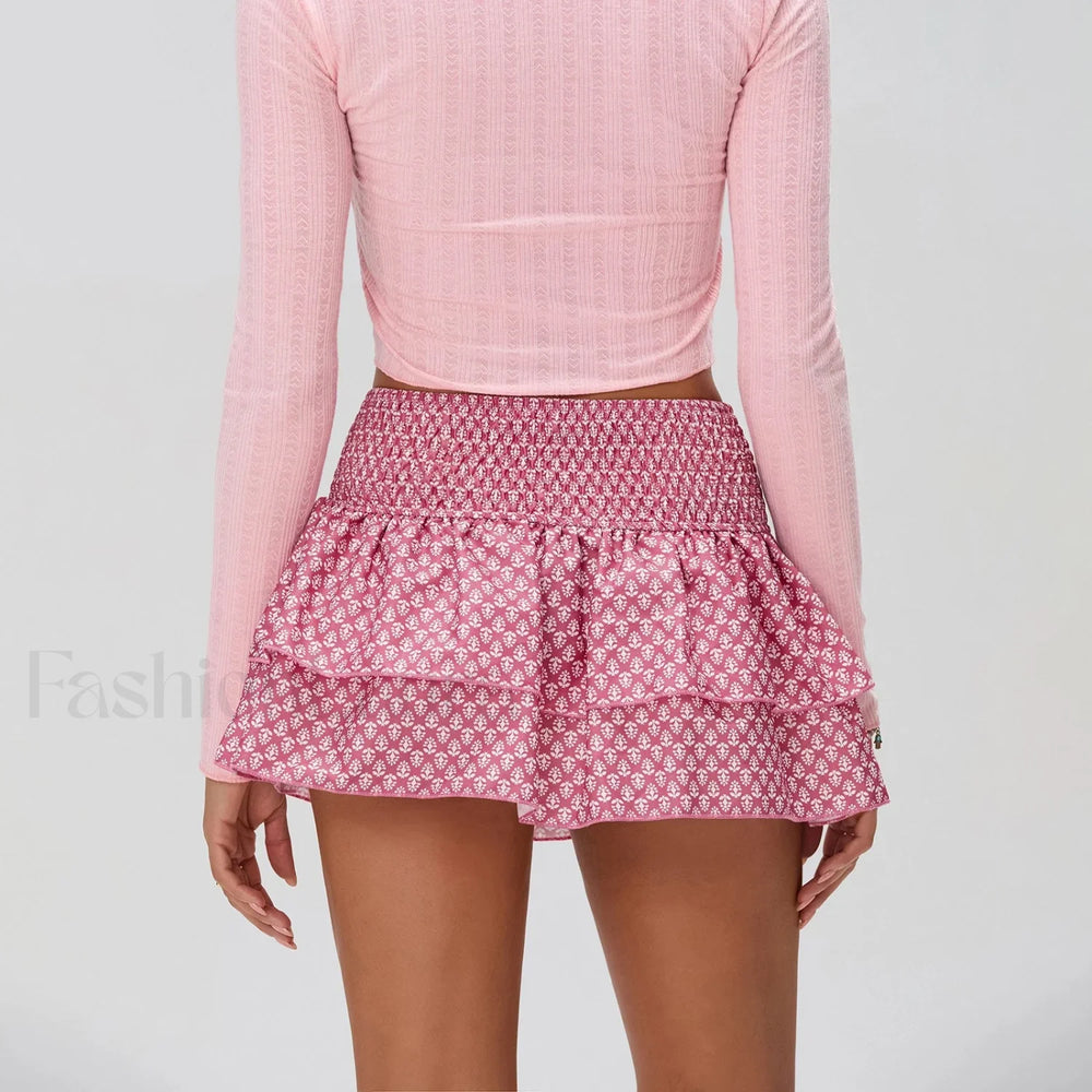 Floral Pleated Bohemian Mini Skirt