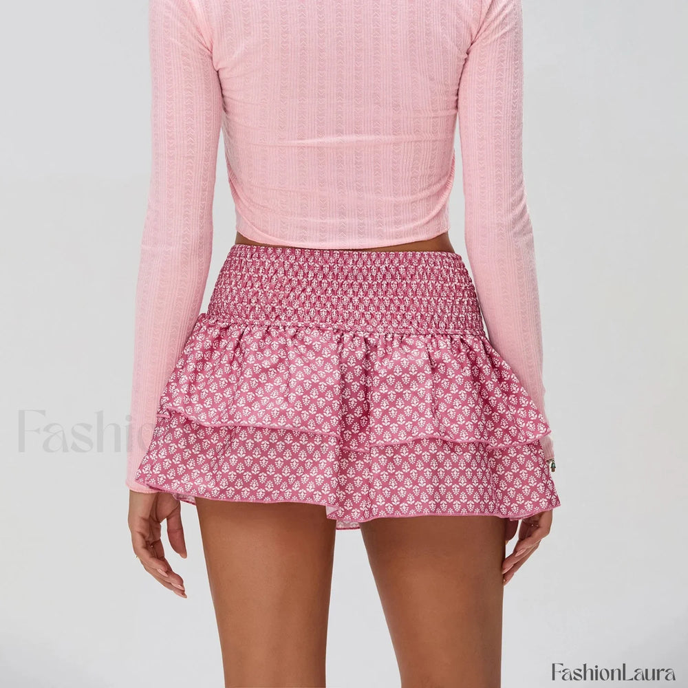 Floral Pleated Bohemian Mini Skirt