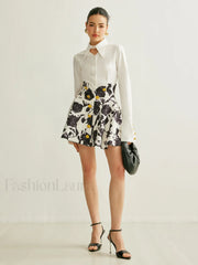 Floral Print Button Detail Skirt Skirts