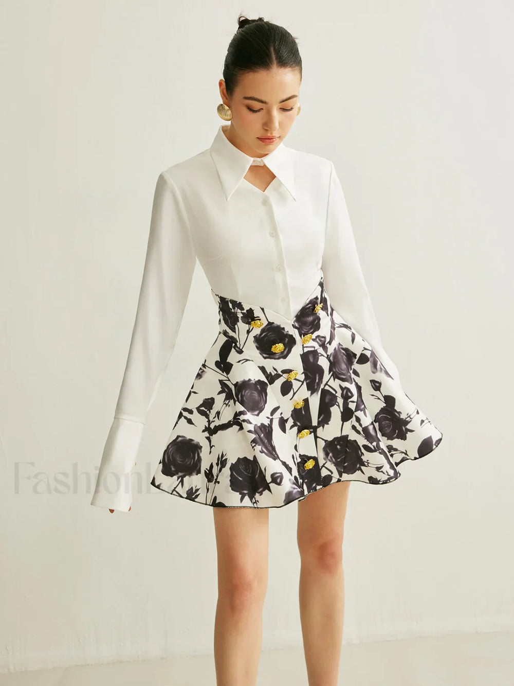 Floral Print Button Detail Skirt Skirts