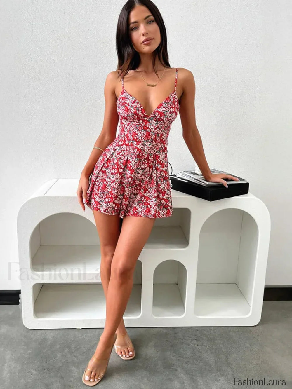 Floral Print Deep V Backless Sexy Dress Women Bodycon Floral Dress