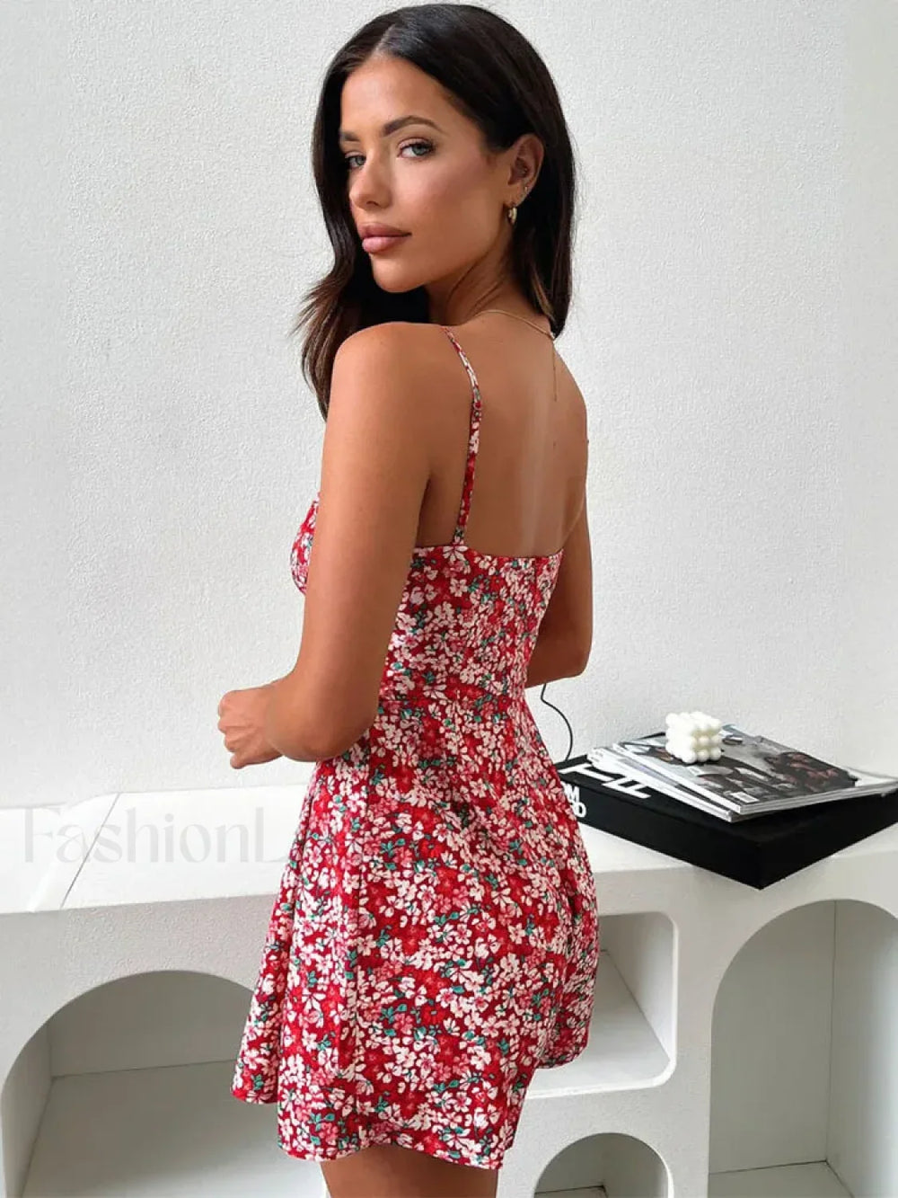 Floral Print Deep V Backless Sexy Dress Women Bodycon Floral Dress
