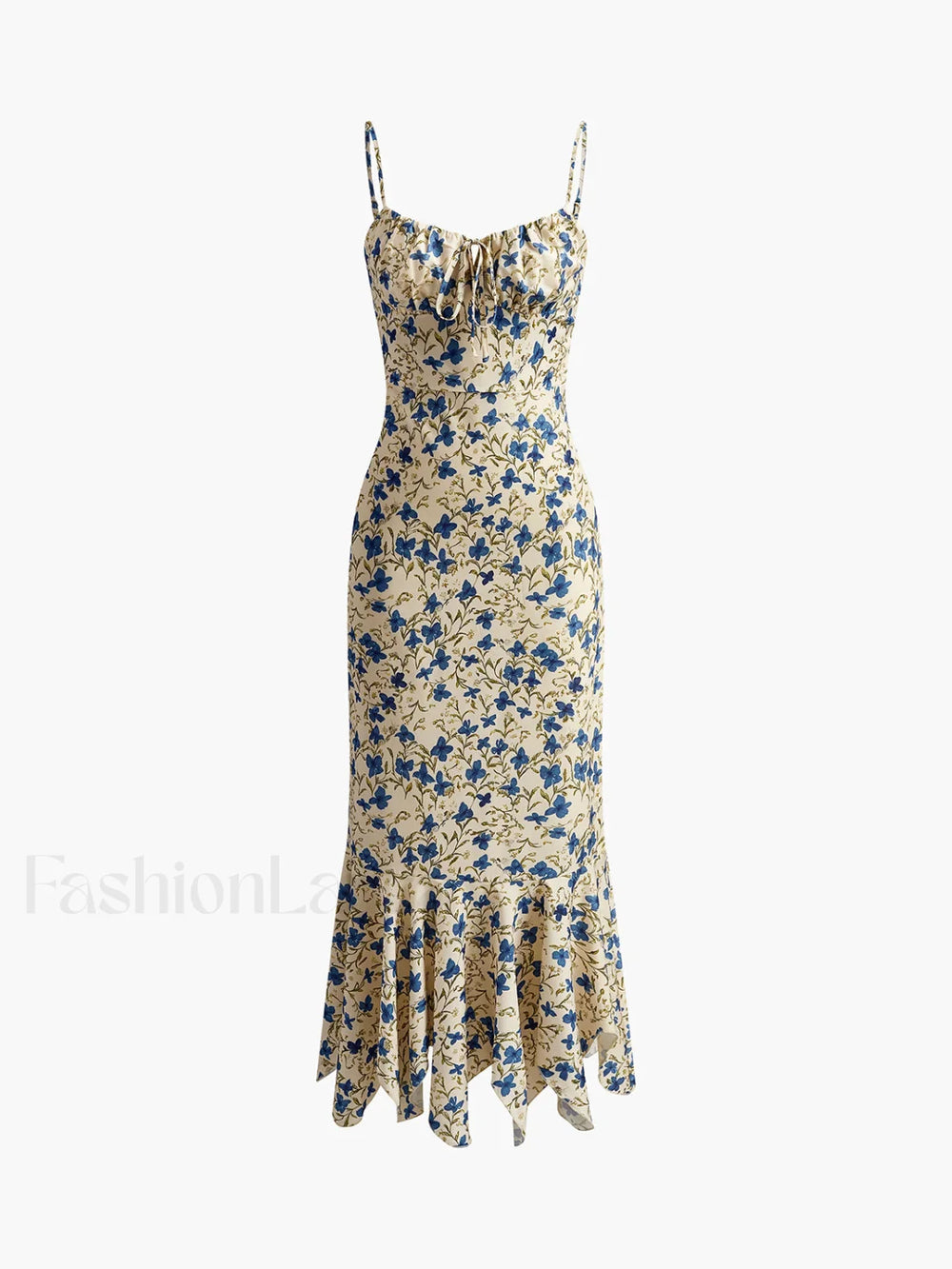 Floral Print Knotted Irregular Hem Long Dress Dresses