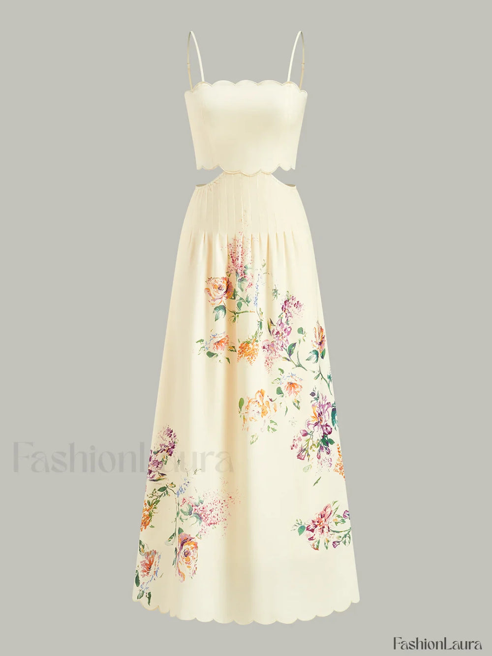 Floral Print Lace Up Back Sleeveless Dress Dresses