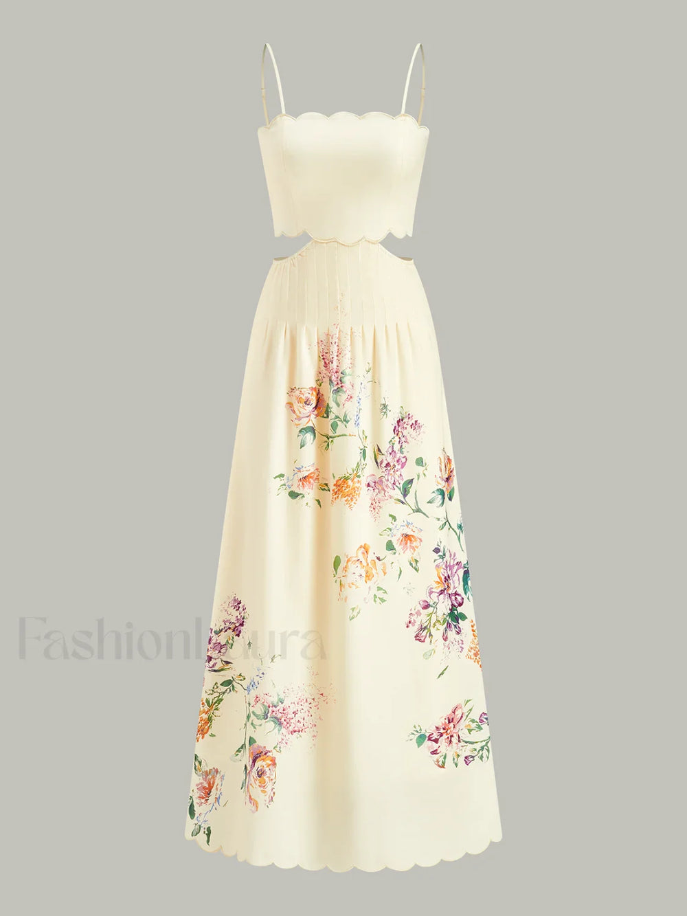 Floral Print Lace Up Back Sleeveless Dress Dresses