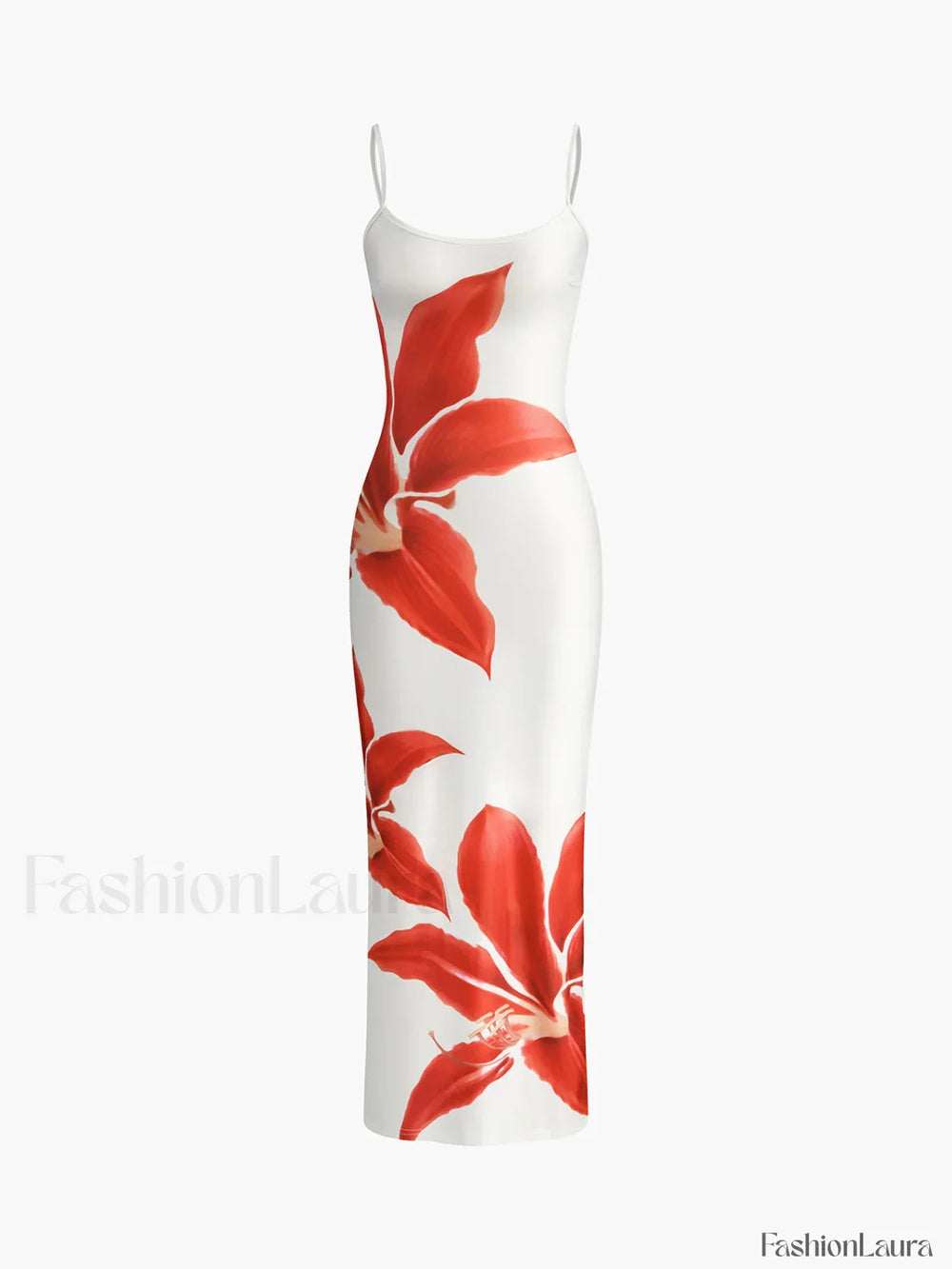 Floral Print Sleeveless Split Long Dress White / XS Dresses