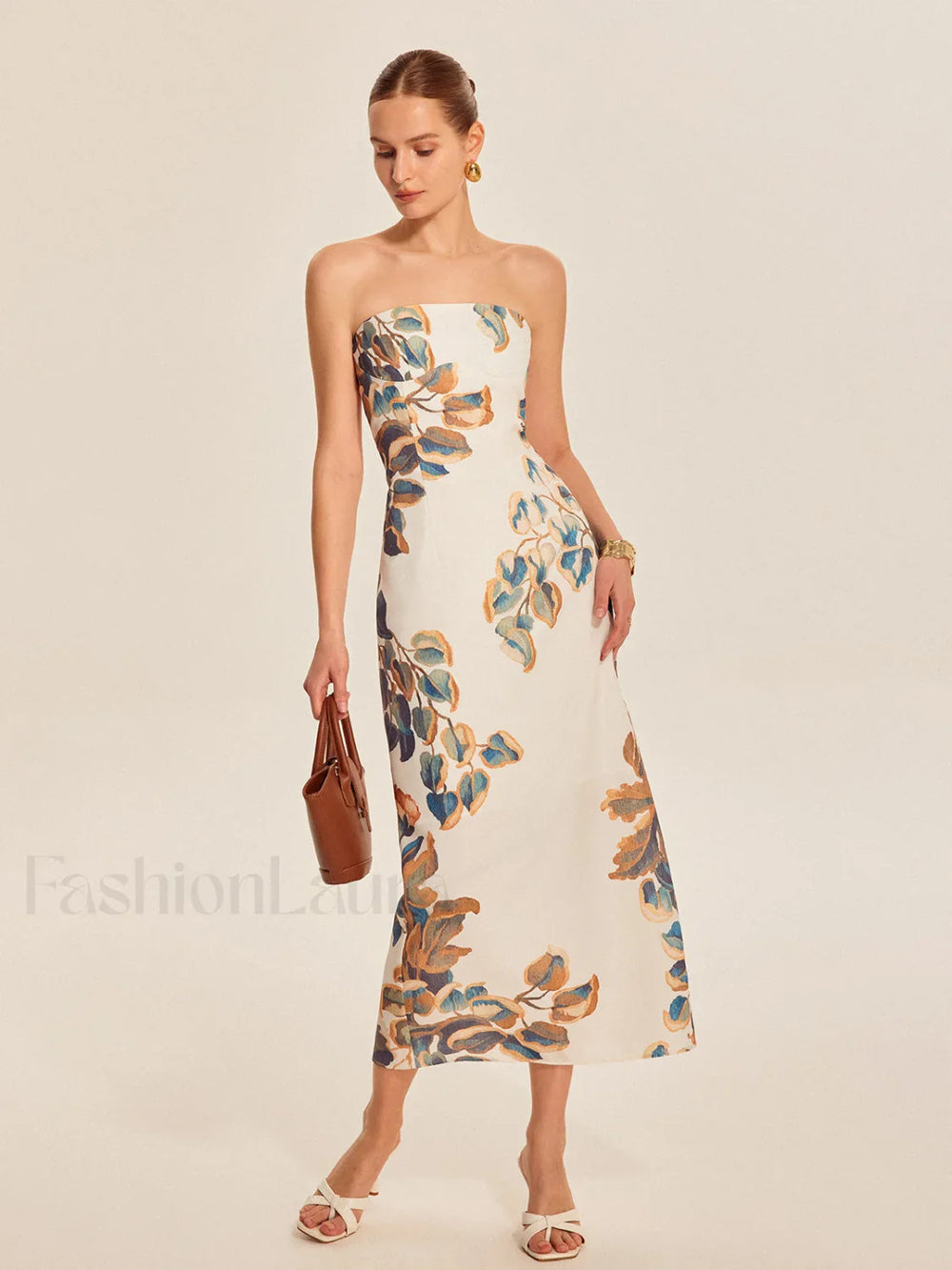 Floral Print Strapless Dress Multicolor / XS Dresses