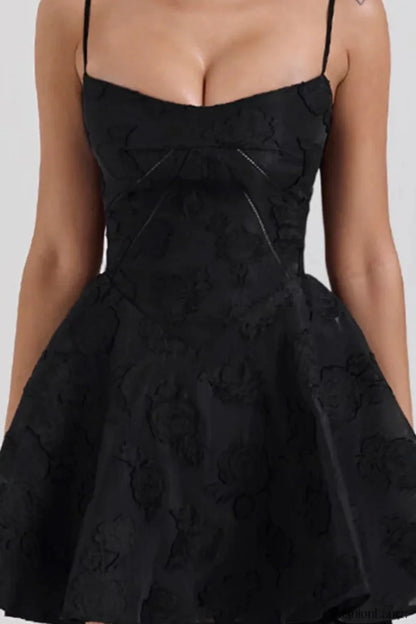 Floral Printed Backless U Neck Strappy A Line Mini Dress