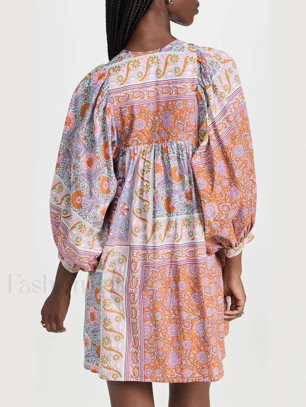 Floral Puff Sleeve Shirt Boho Dress