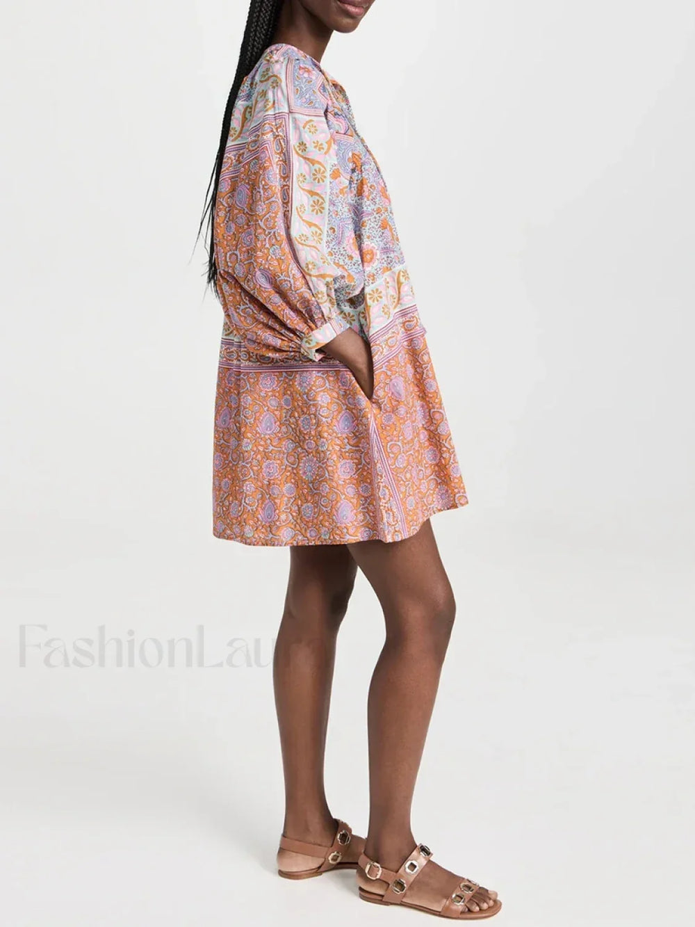 Floral Puff Sleeve Shirt Boho Dress