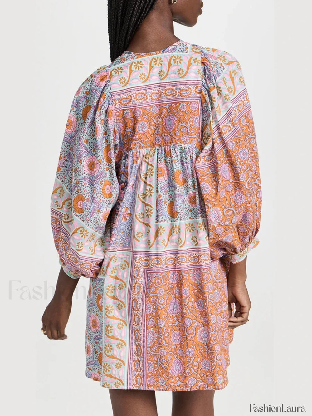 Floral Puff Sleeve Shirt Boho Dress
