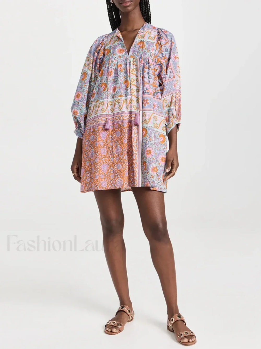 Floral Puff Sleeve Shirt Boho Dress