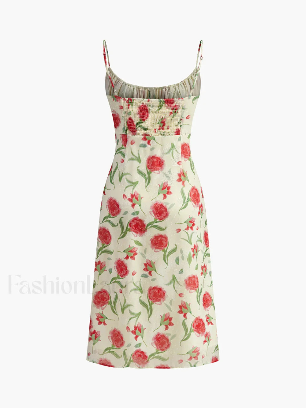 Floral Ruched Button Detail Dress Dresses