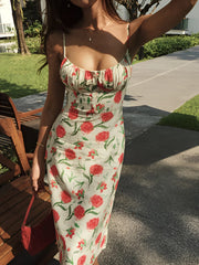 Floral Ruched Button Detail Dress Multicolor / XS Dresses