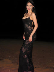 Floral Semi Sheer Graceful Cami Long Dress Dresses